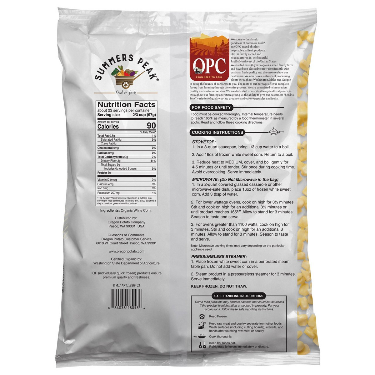 Summers Peak Organic White Corn, 5 lbs