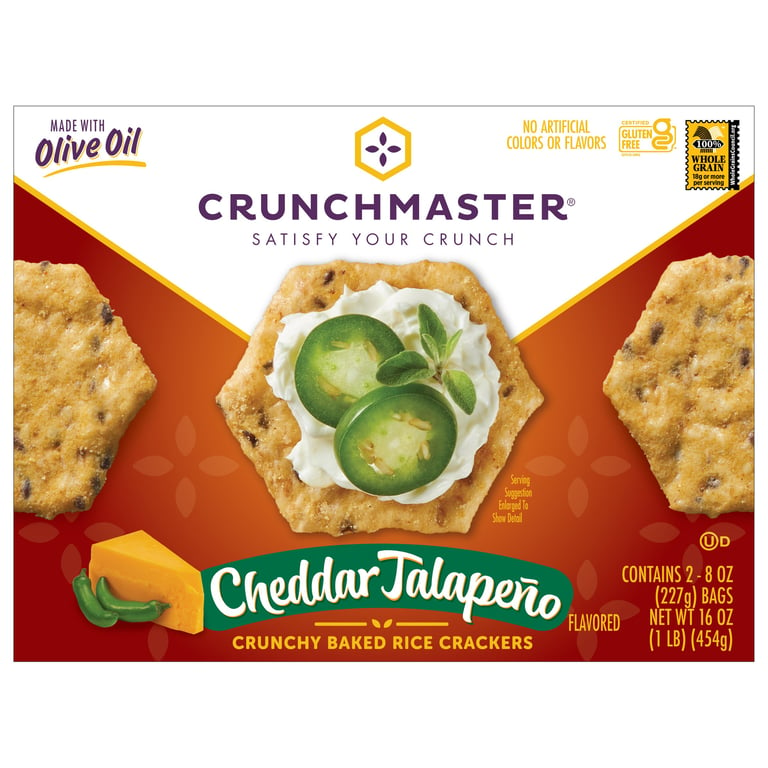 Crunchmaster Cheddar Jalapeño Crackers, 16 oz Box