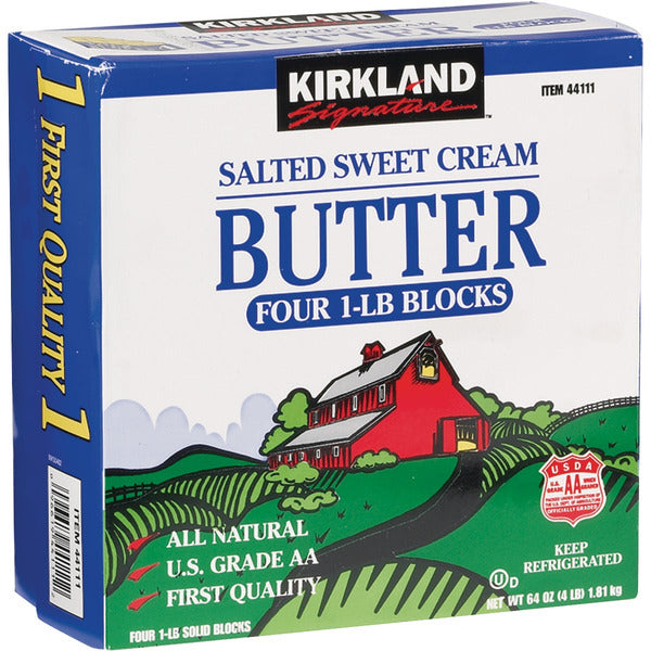 Kirkland Signature Butter, Salted, Block, 1 lb, 4 ct
