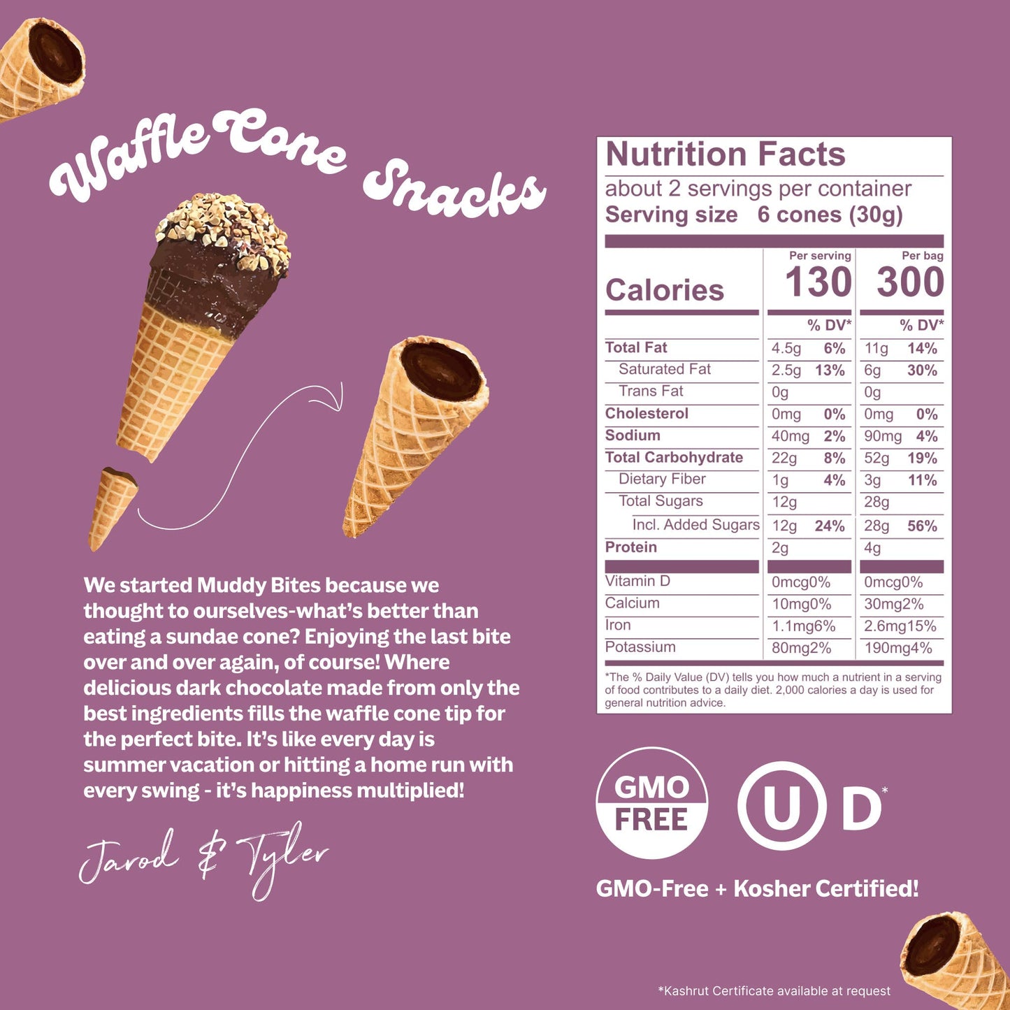 Muddy Bites Dark Chocolate Bite-Sized Waffle Cones Snacks, 2.33 oz