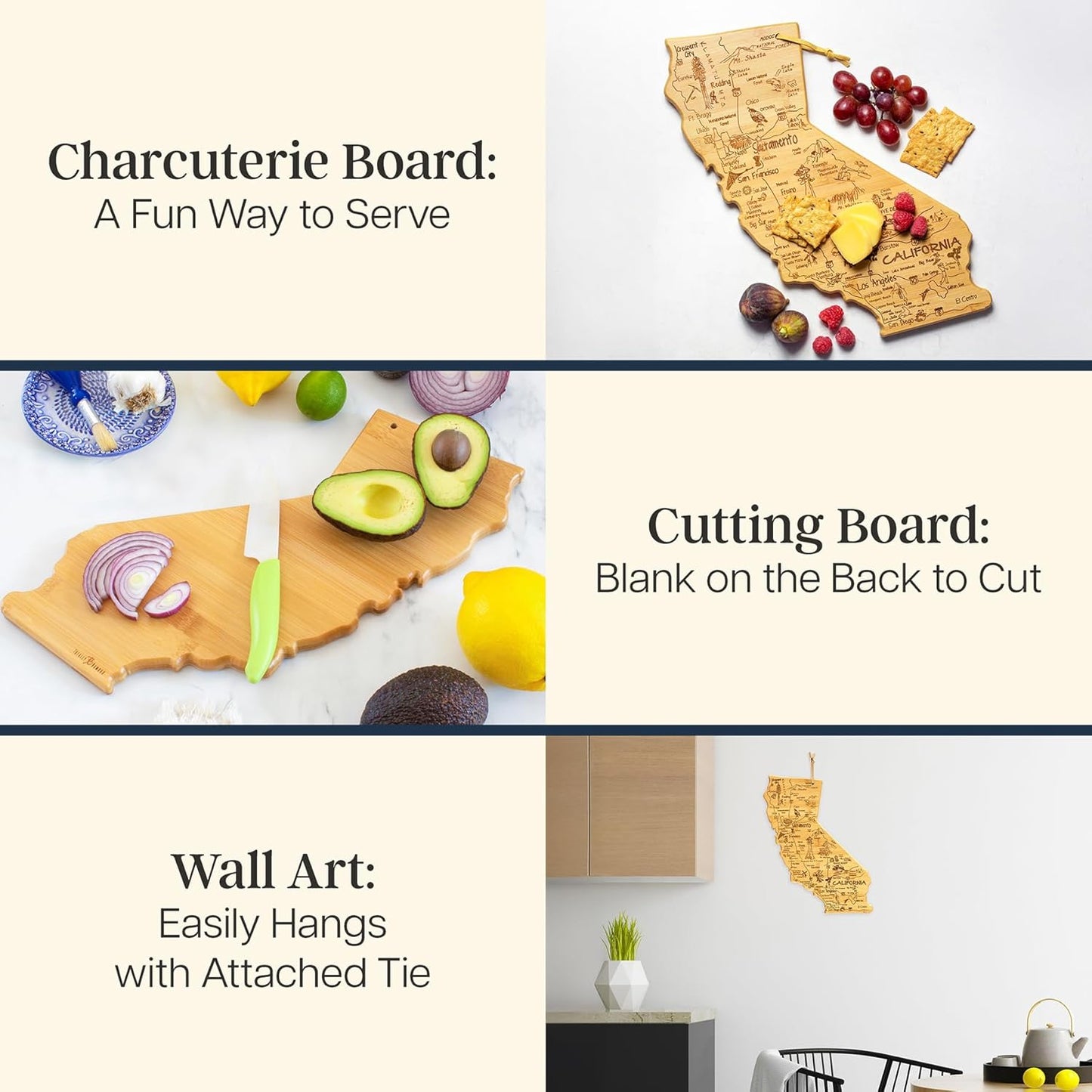 Totally Bamboo California State Shaped Cutting Board