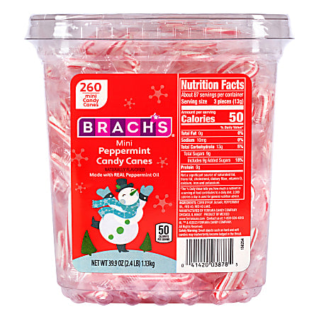 Brach's Peppermint Candy Cane Minis, 260 ct, 39.9 Oz,