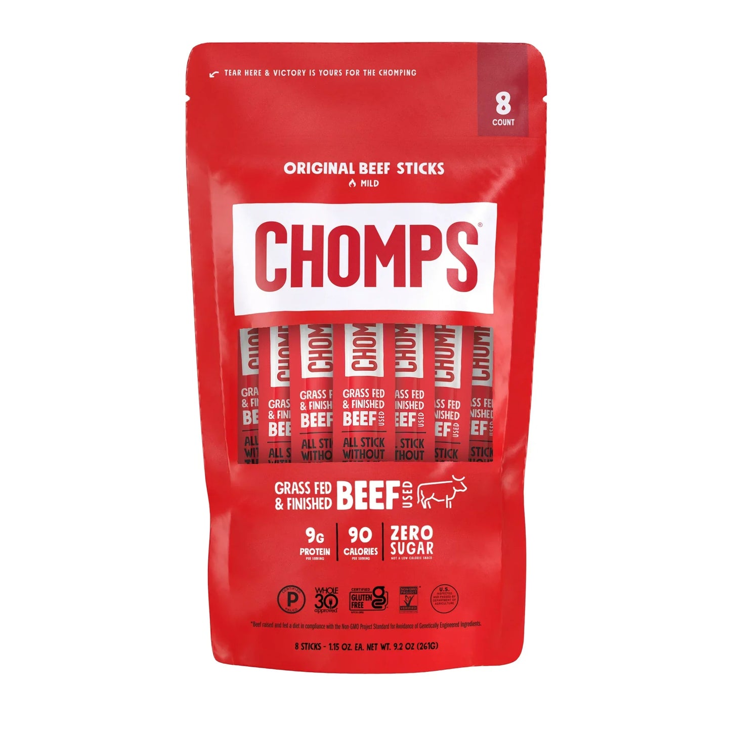 Chomps Original Beef Jerky Sticks, 8 Count