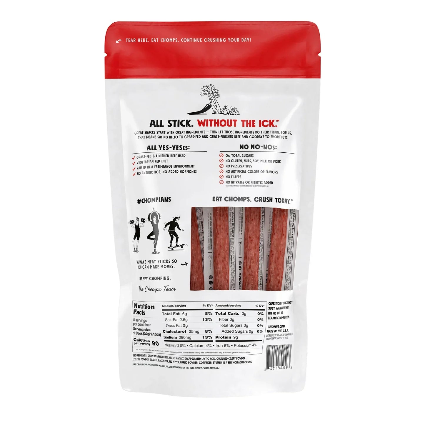 Chomps Original Beef Jerky Sticks, 8 Count