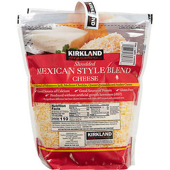 Kirkland Signature Mexican Style Four Cheese Blend Shredded 2 ct, 2.5 lbs