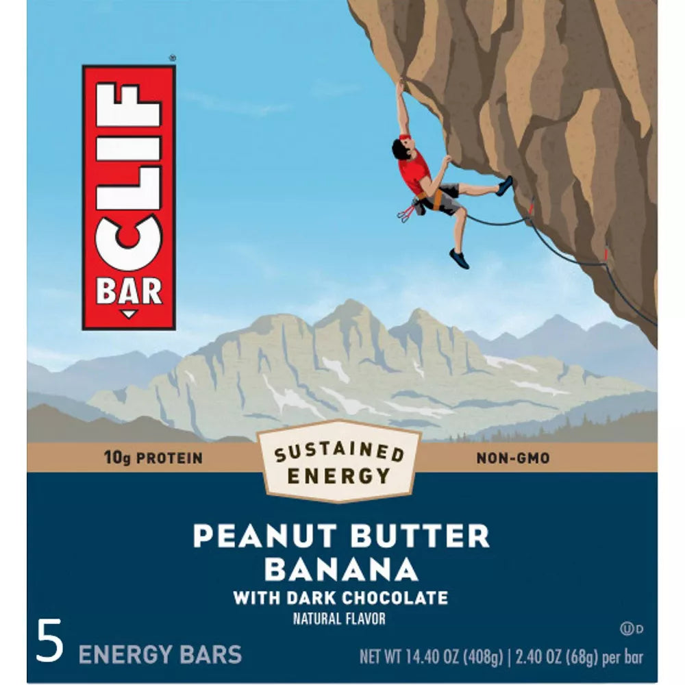 CLIF Bar Peanut Butter Banana with Dark Chocolate, 5 Count