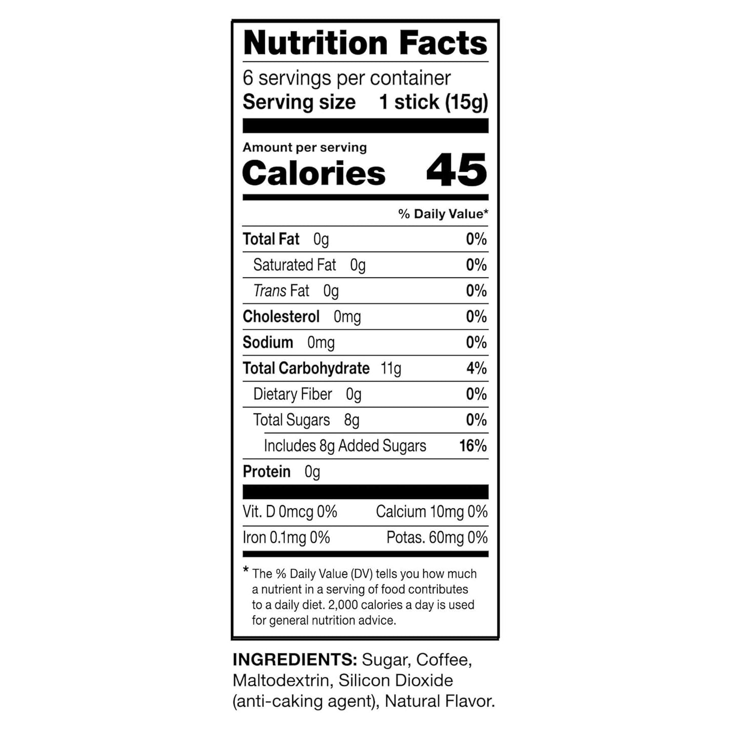 DaVinci Gourmet Slightly Sweet Cold Brew Stick Pack, Instant Coffee Powder, 6 Coun