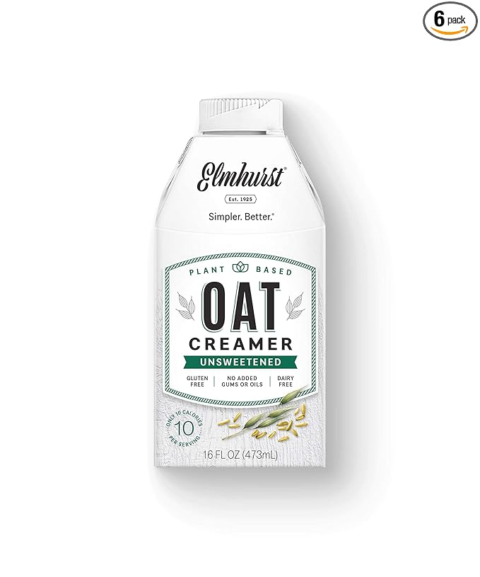 Elmhurst Unsweetened Oat Creamer, Plant-Based, Vegan, 16 oz