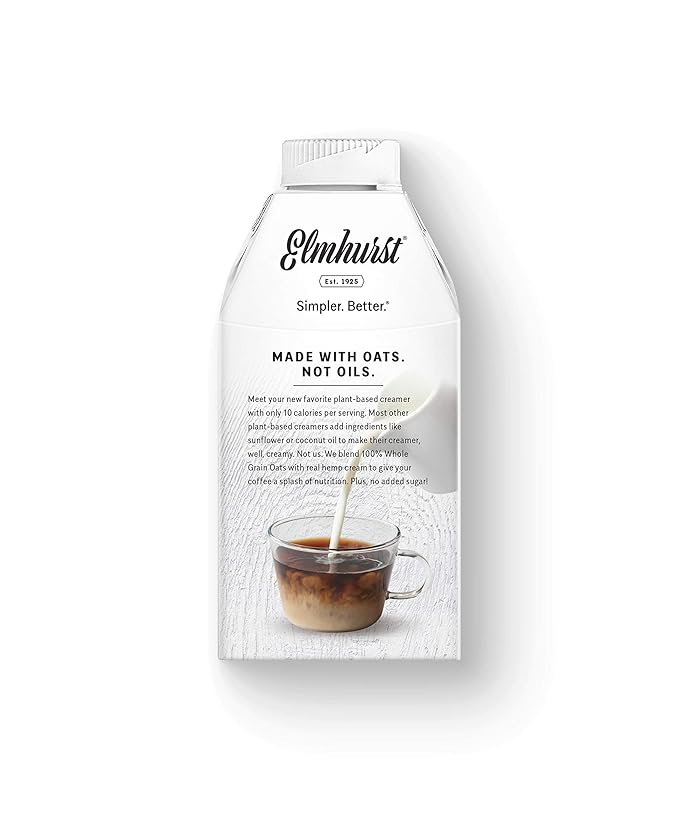 Elmhurst Unsweetened Oat Creamer, Plant-Based, Vegan, 16 oz