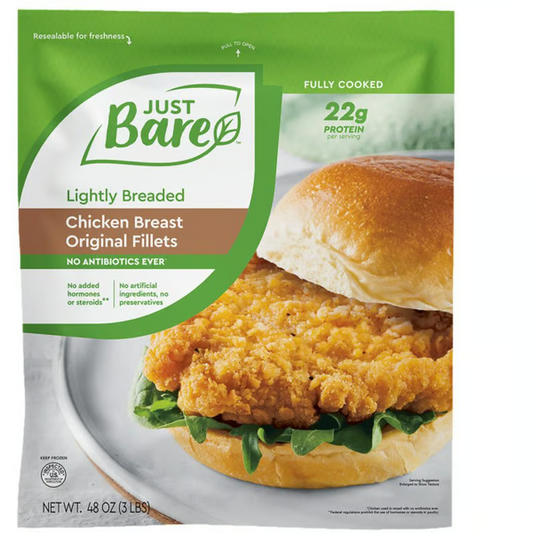 Just Bare Lightly Breaded Chicken Breast Fillet, 48 oz