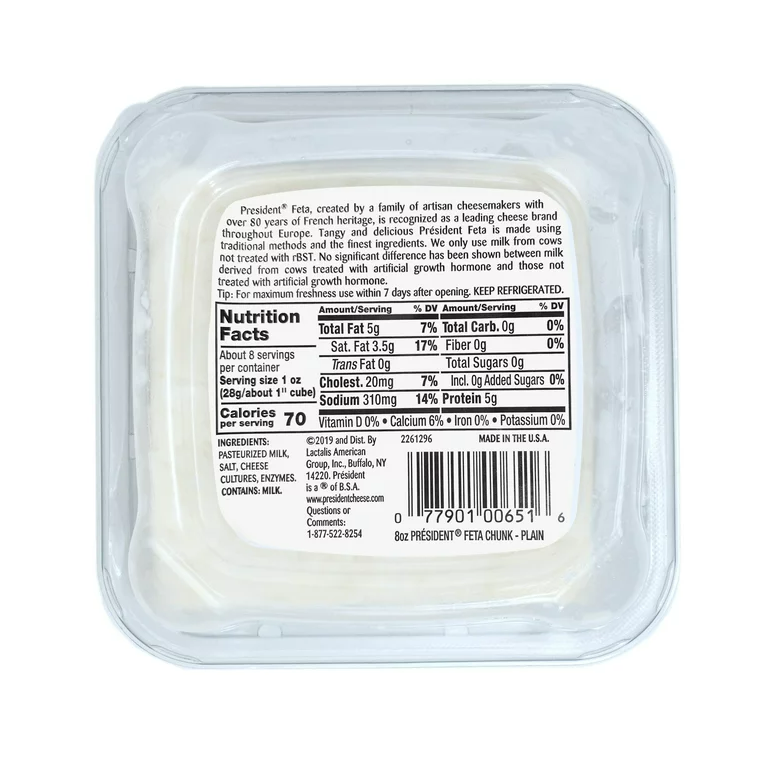 President All-Natural Feta Cheese Block, 8 oz