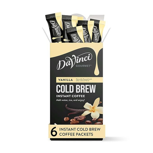 DaVinci Gourmet Vanilla Cold Brew Stick Pack, Instant Coffee Powder, 6 Count