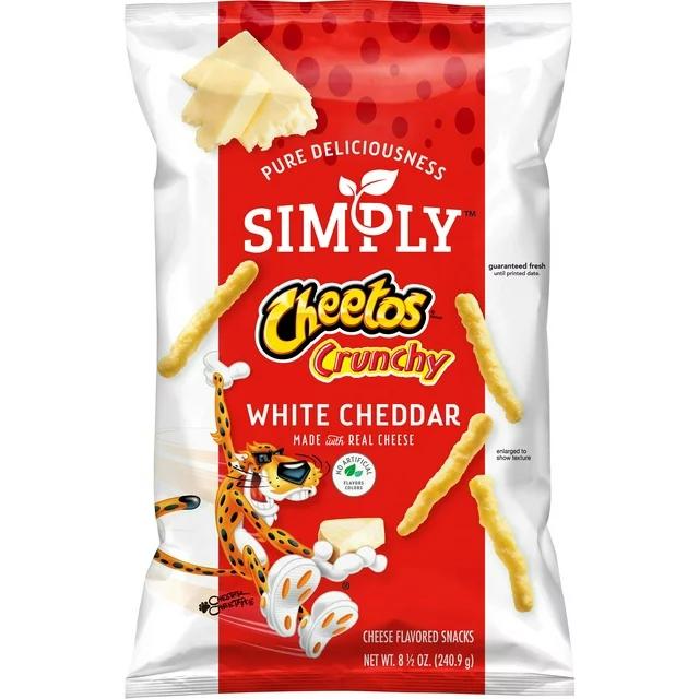 Simply Cheetos White Cheddar Crunchy Cheese Flavored Snacks, 8.5 oz Bag