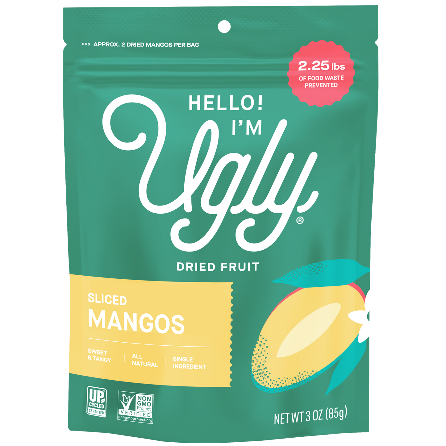 The Ugly Company Dried & Sliced Mangos, 3oz