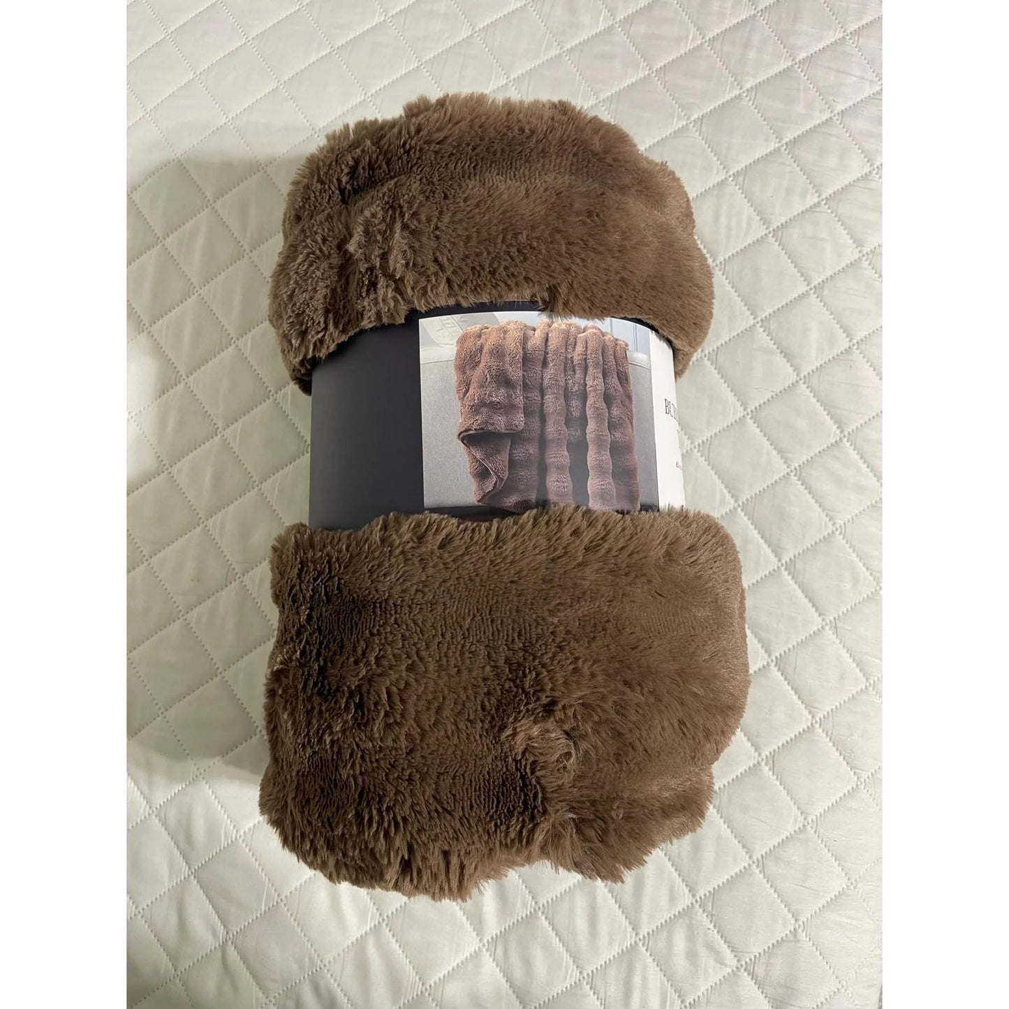 Bubble Faux Fur Throw 60 in X 70 in (Brown) 100 % Polyester
