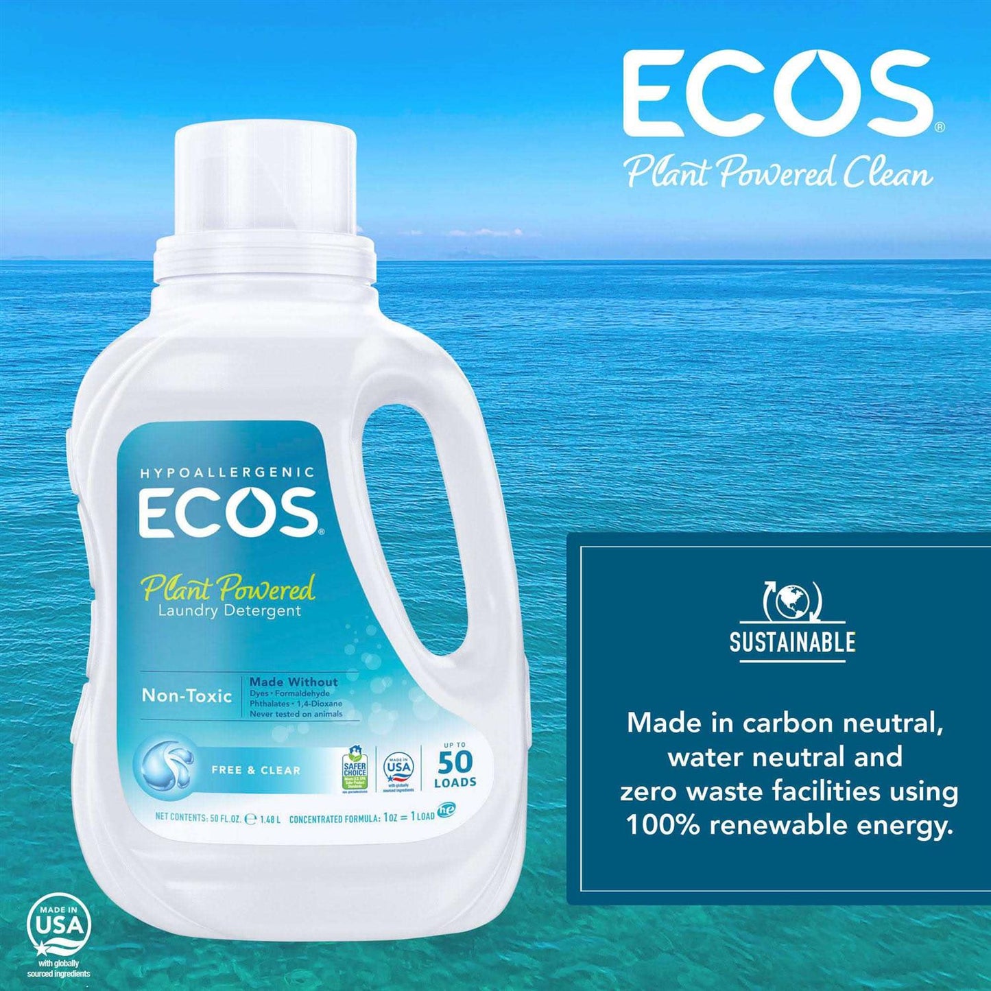 Ecos Free & Clear Laundry Detergent, 100 oz