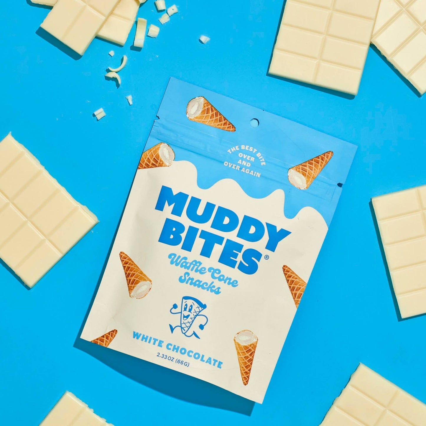 Muddy Bites White Chocolate Bite-Sized Waffle Cones Snacks, 2.33 oz