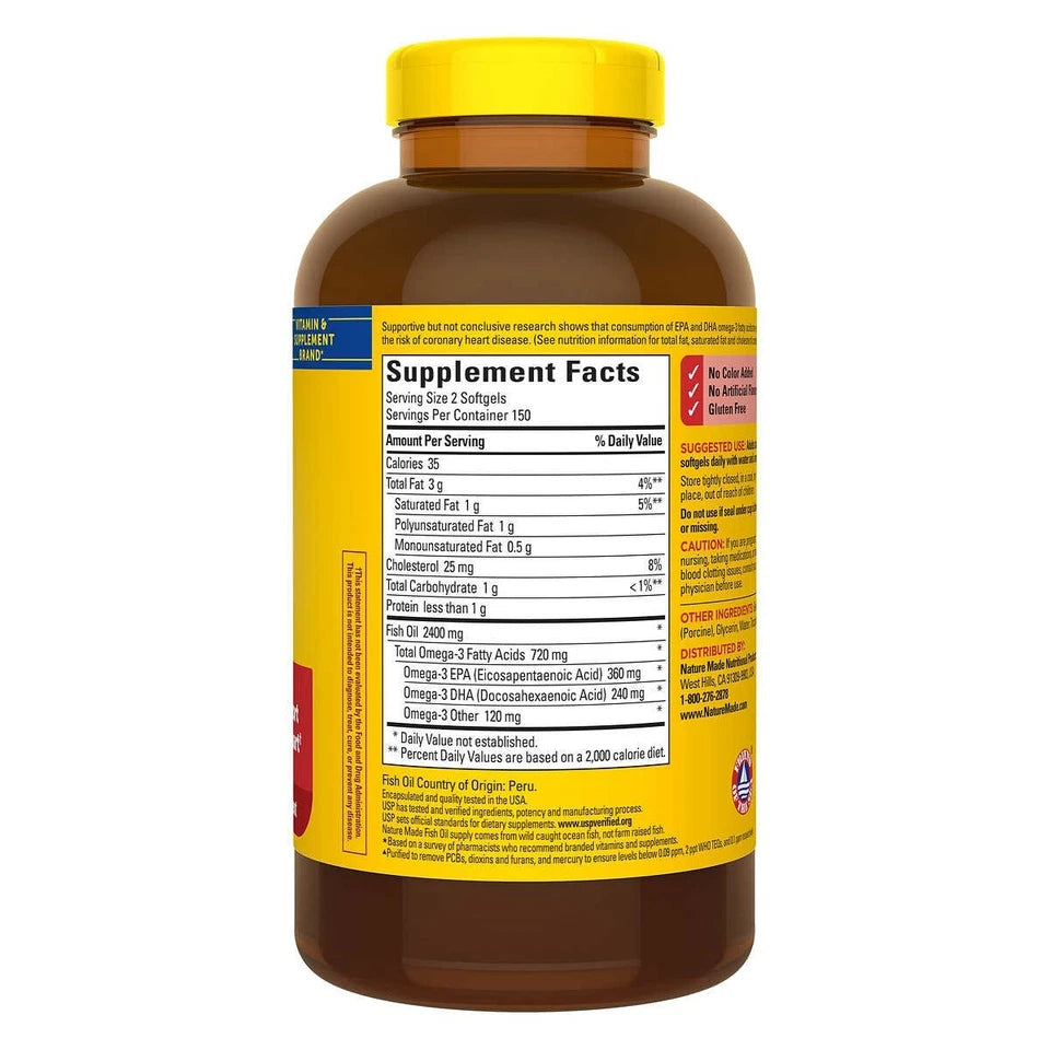 Nature Made Fish Oil 300 Soft gels (1200 mg)