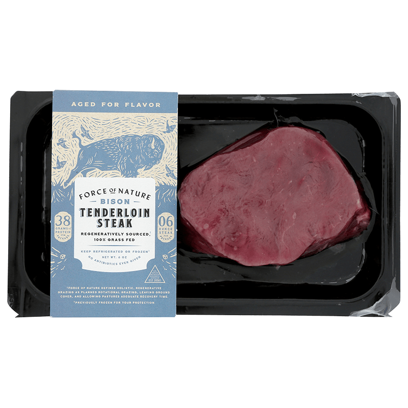 Force of Nature Bison Grass-fed Tenderloin, 6 oz