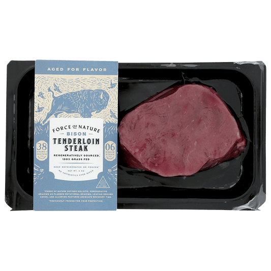 Force of Nature Bison Grass-fed Tenderloin, 6 oz