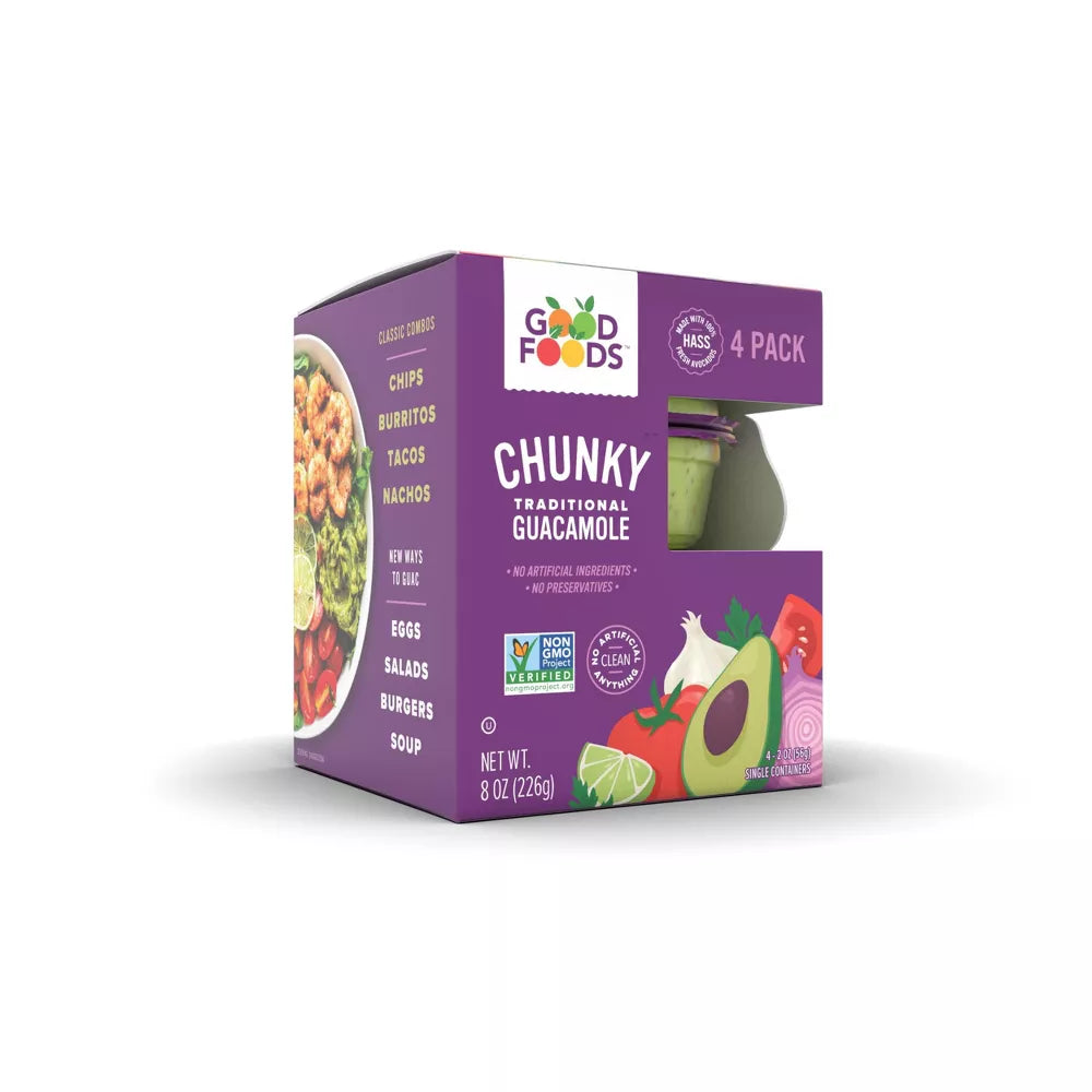 Good Foods Chunky Guacamole, 4 Count