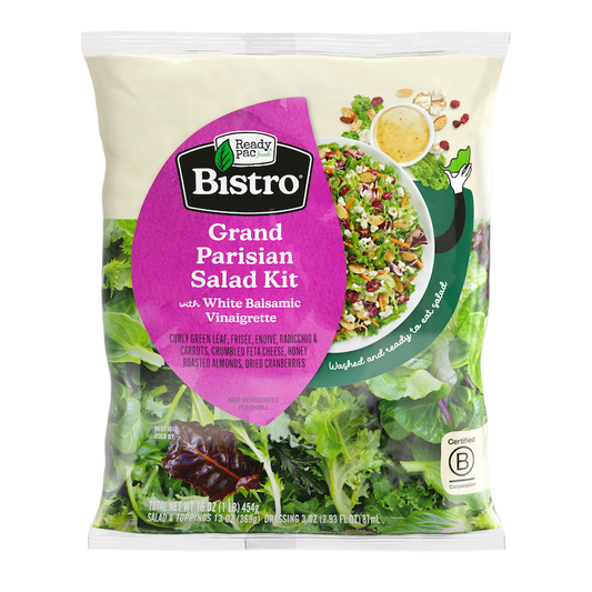 Ready Pac Bistro Grand Parisian Salad Kit, Bag with White Balsamic Vinaigrette, 16 oz