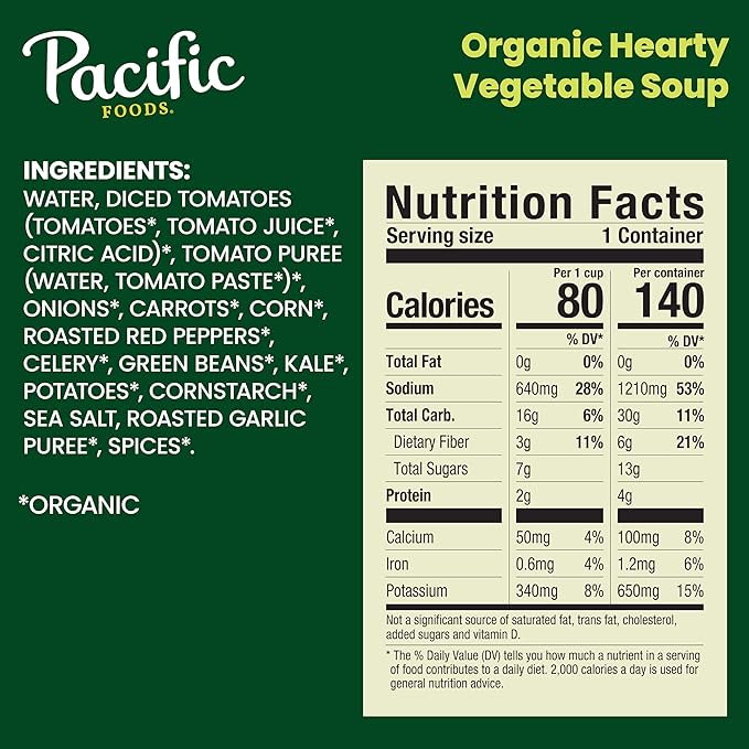 Pacific Foods Organic Hearty Vegetable Soup 16.3 oz