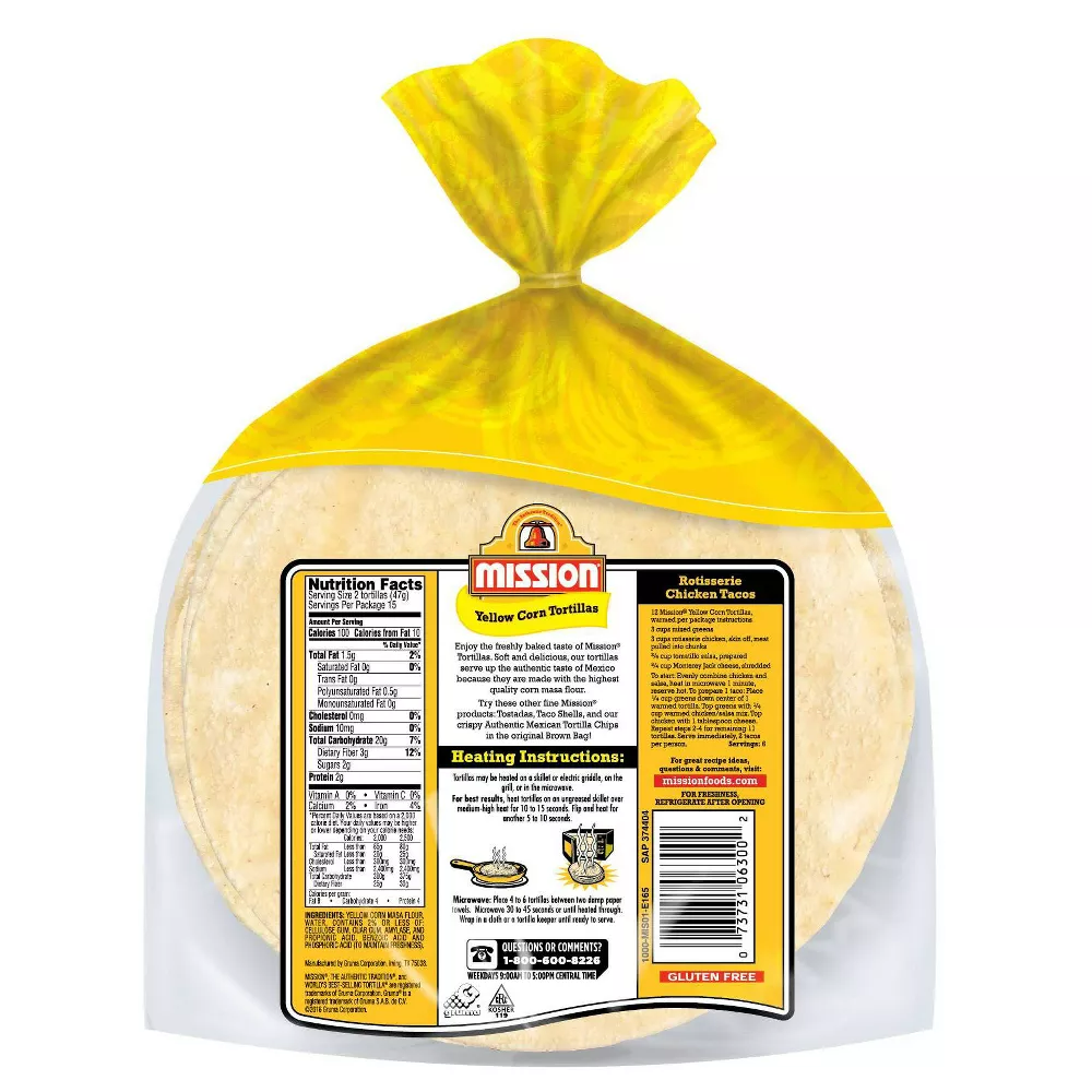 Mission Gluten Free Yellow Corn Tortillas - 25oz/30ct