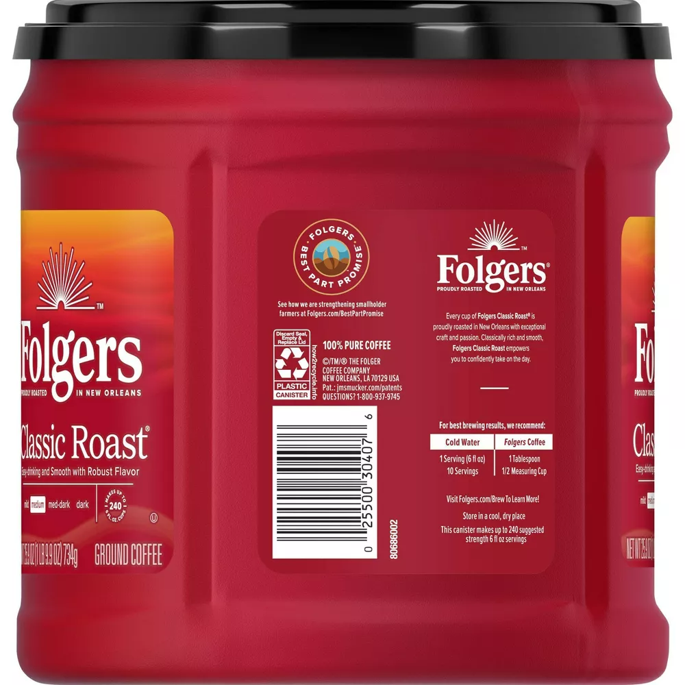 Folgers Classic Roast Ground Coffee | Medium Roast 25.9oz