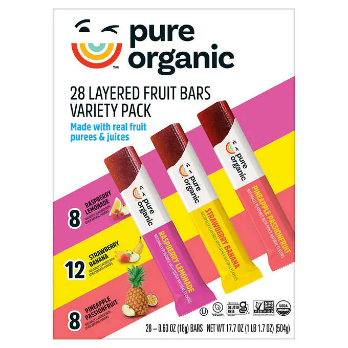 Pure Organic Layered Fruit Bars Variety Pack 28 ct, 0.63 oz