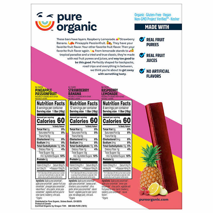 Pure Organic Layered Fruit Bars Variety Pack 28 ct, 0.63 oz