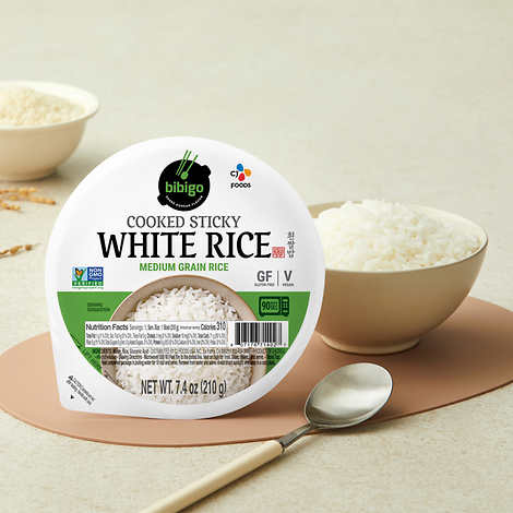 Bibigo Cooked Sticky White Rice Bowls, Medium Grain 12 ct, 7.4 oz