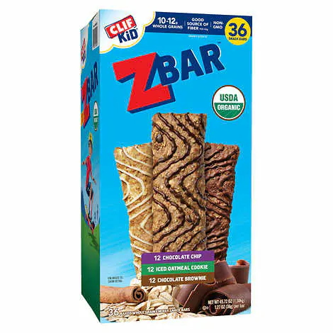 Clif Kid ZBar Organic Granola Bar Variety Pack, 36 Count