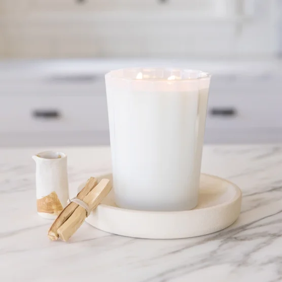 Sand + Fog Spring 57oz. Scalloped Candle with Rubber Wood Lid