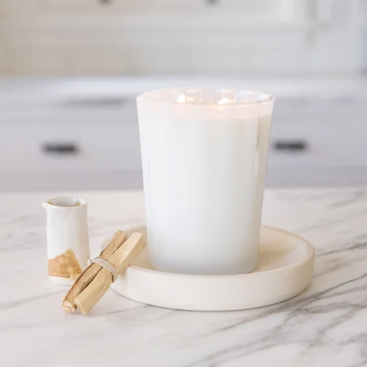 Sand + Fog Spring 57oz. Scalloped Candle with Rubber Wood Lid