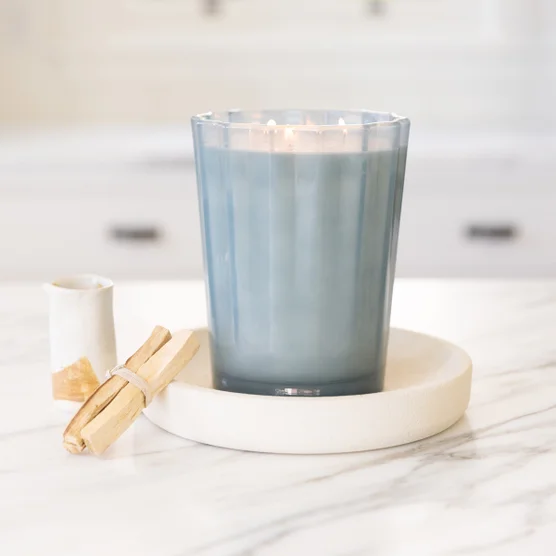 Sand + Fog Spring 57oz. Scalloped Candle with Rubber Wood Lid