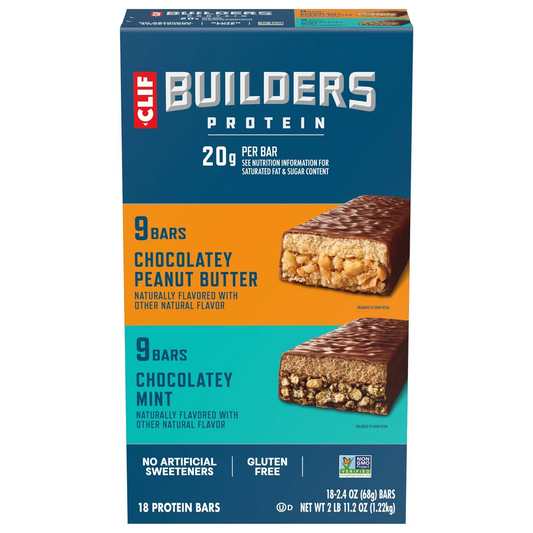Clif Builder's Protein Bar, Variety Pack, 2.40 oz, 18-count