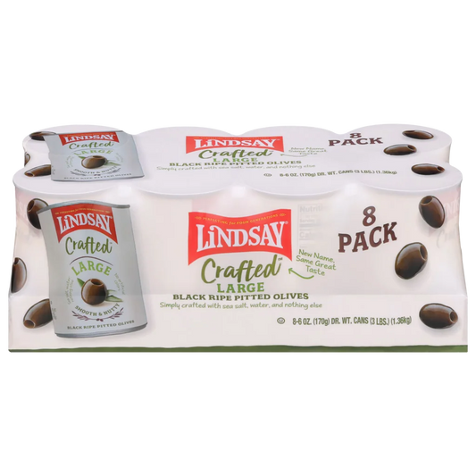 Lindsay Large Black Pitted Olives, 6 oz, 8 ct