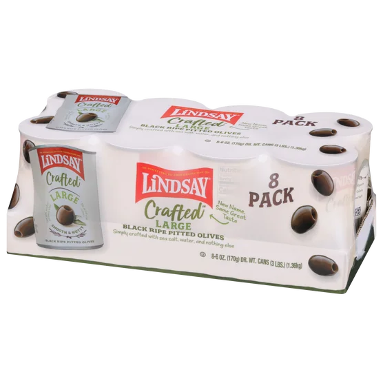 Lindsay Large Black Pitted Olives, 6 oz, 8 ct