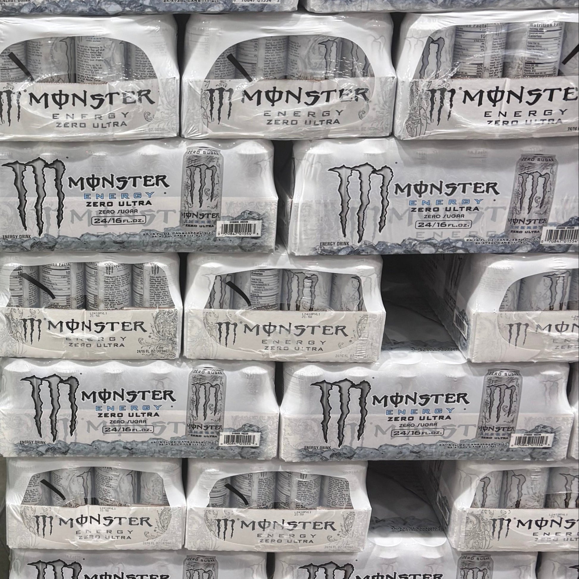 2 white monsters Monster Energy Drink Zero Ultra 24 ct, 16 oz
