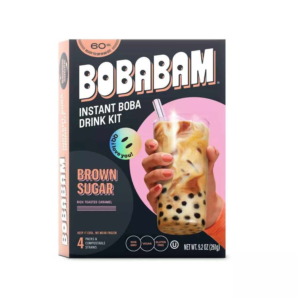 BOBABAM Frozen Instant Boba Pack Brown Sugar, 4 Count