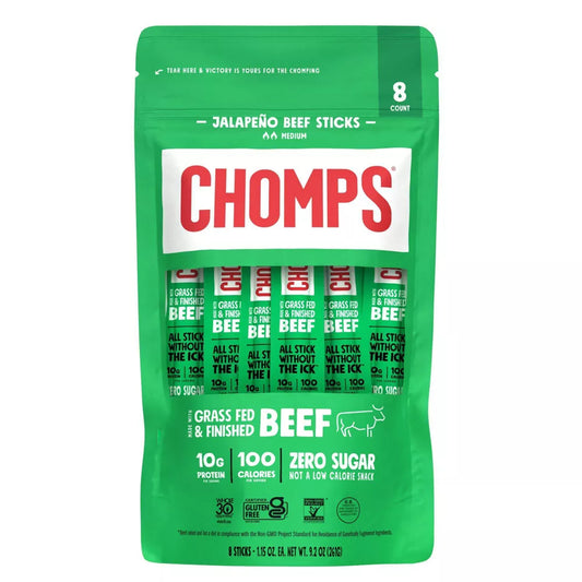 Chomps Jalapeno Beef Jerky Stick, 8 Count