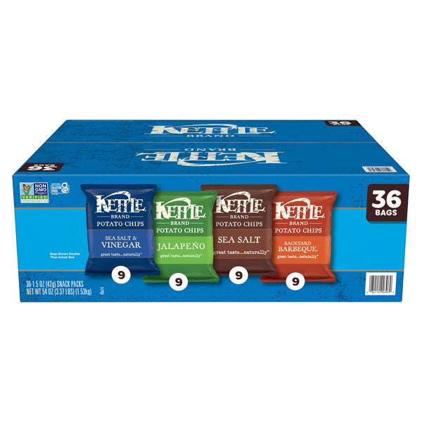 Kettle Brand Potato Chips, Variety Pack, 1.5 oz, 36 count