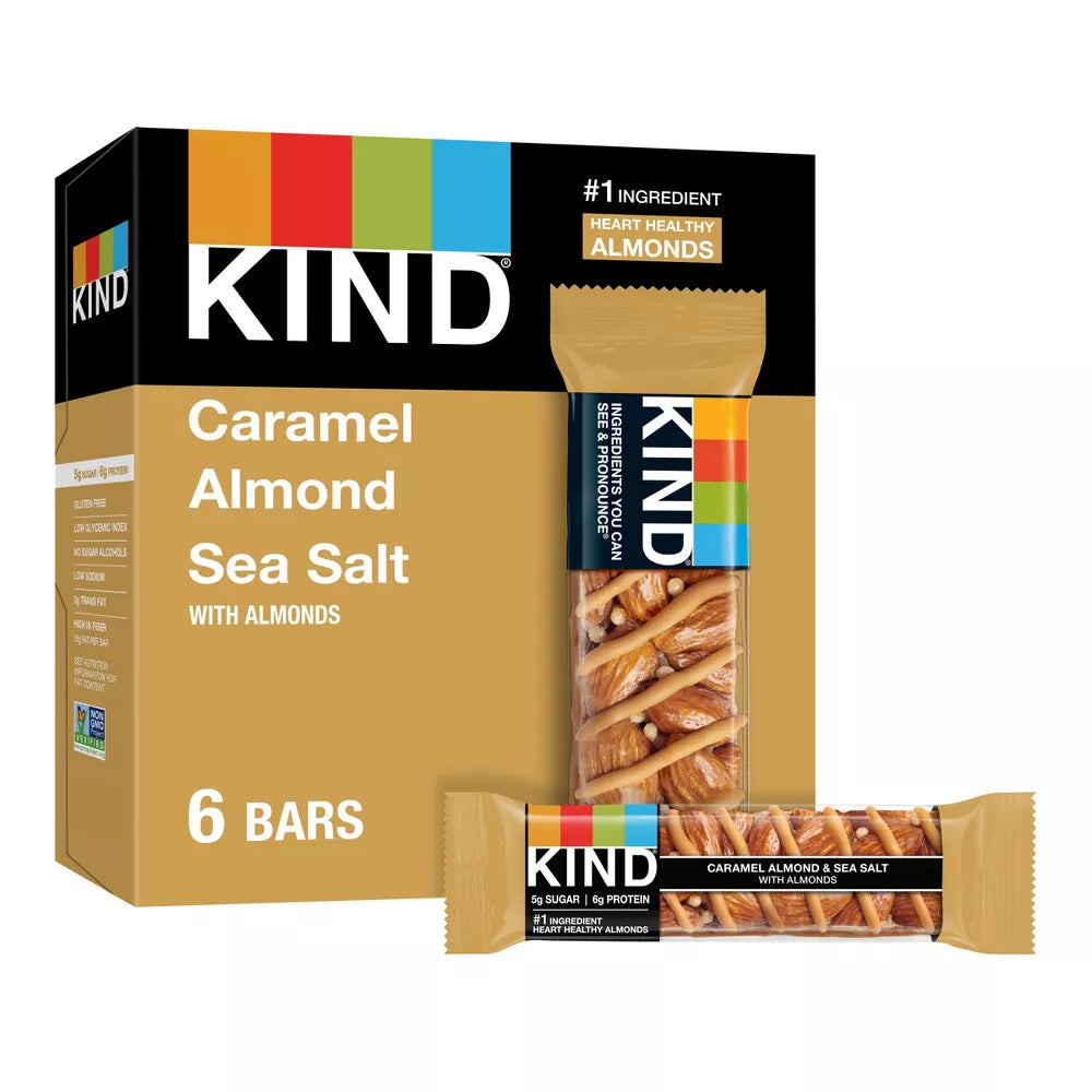 KIND Bars Caramel Almond & Sea Salt Gluten Free Snacks, 6 Count