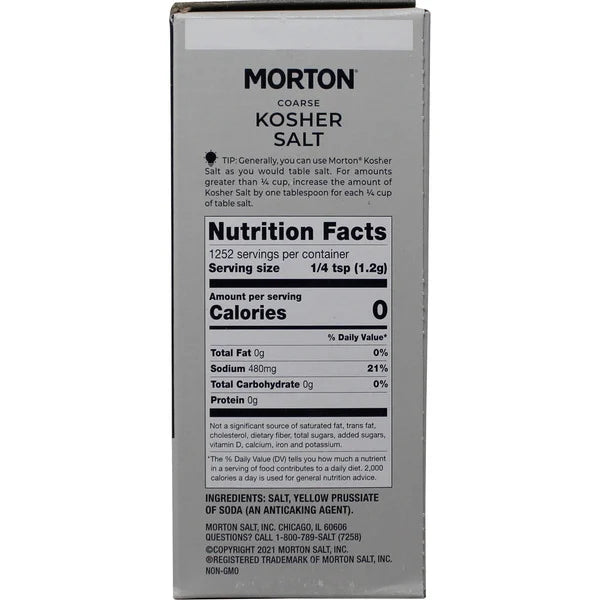 Morton Coarse Kosher Salt, 53 oz