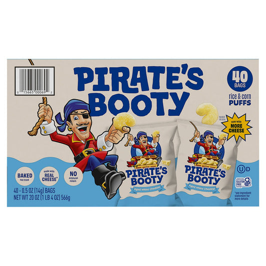 Pirate's Booty Aged White Cheddar Puffs 40 ct, 0.5 oz