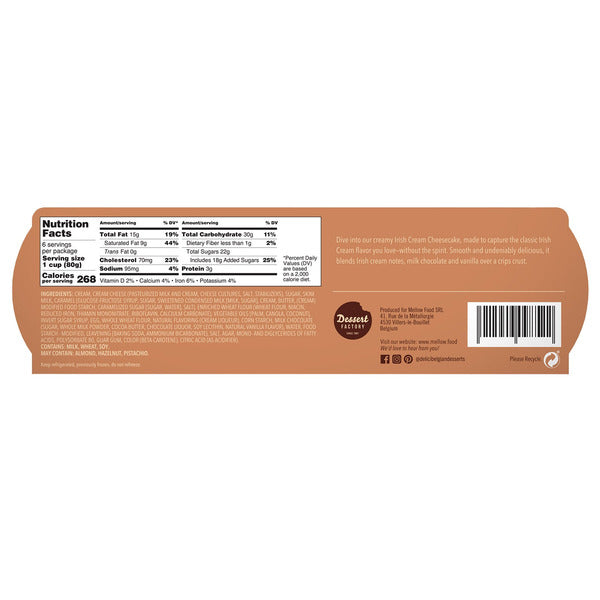 Dessert Factory Irish Cream Cheesecake, 2.8 oz, 6-count