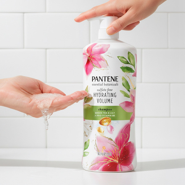 Pantene Essential Botanical Green Tea & Lily Hydrating Volume Shampoo, 38.2 fl oz
