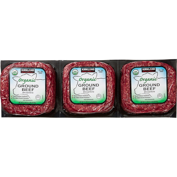 Kirkland Signature Organic Ground Beef, 1.34 lbs, 3-count