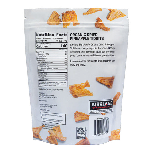 Kirkland Signature Organic Dried Pineapple Tidbits, 26 oz